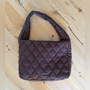Poppy & Peonies Quilted Brown Messenger Bag